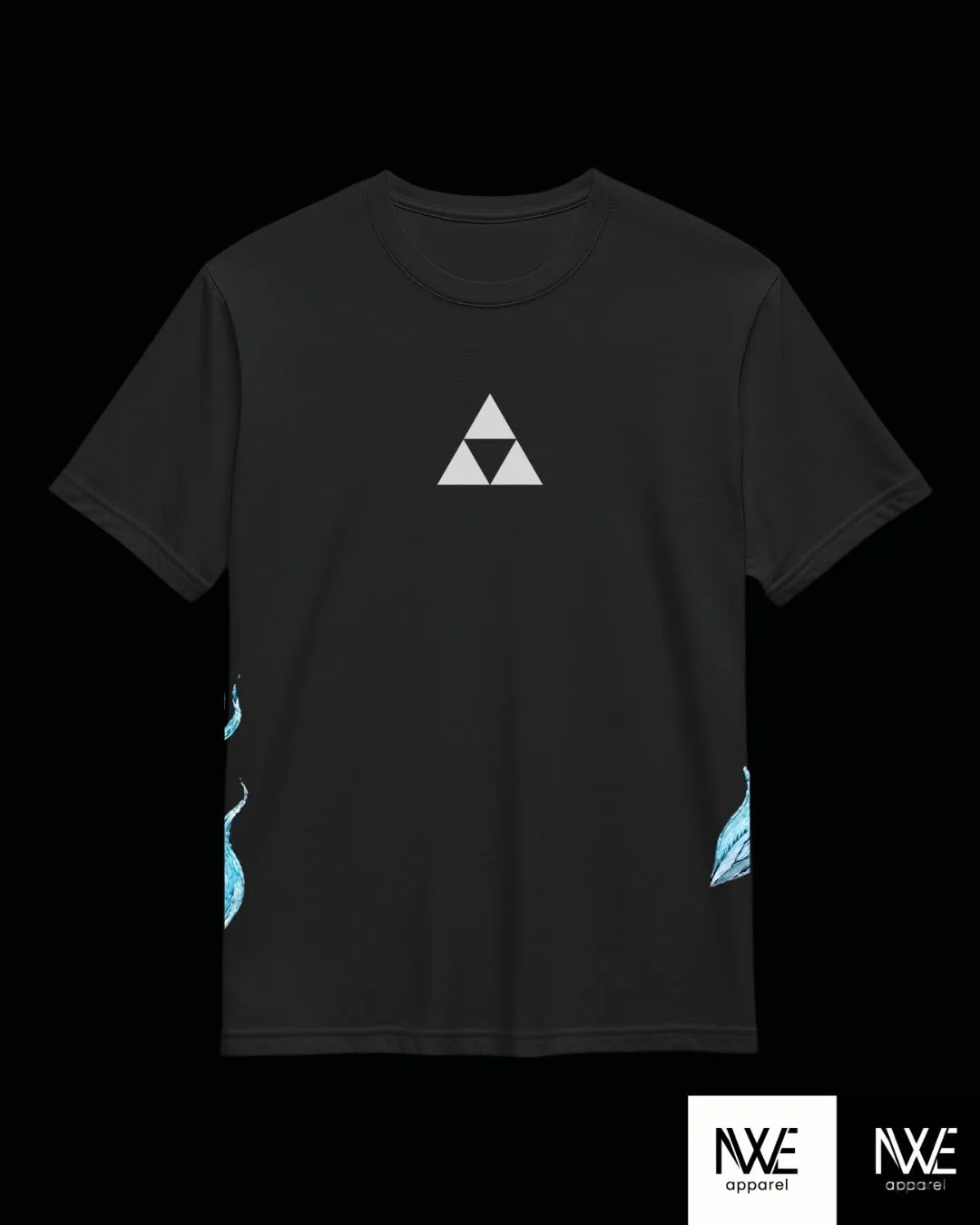 Playera negra oversize con símbolo de la Trifuerza al frente, NWE Apparel